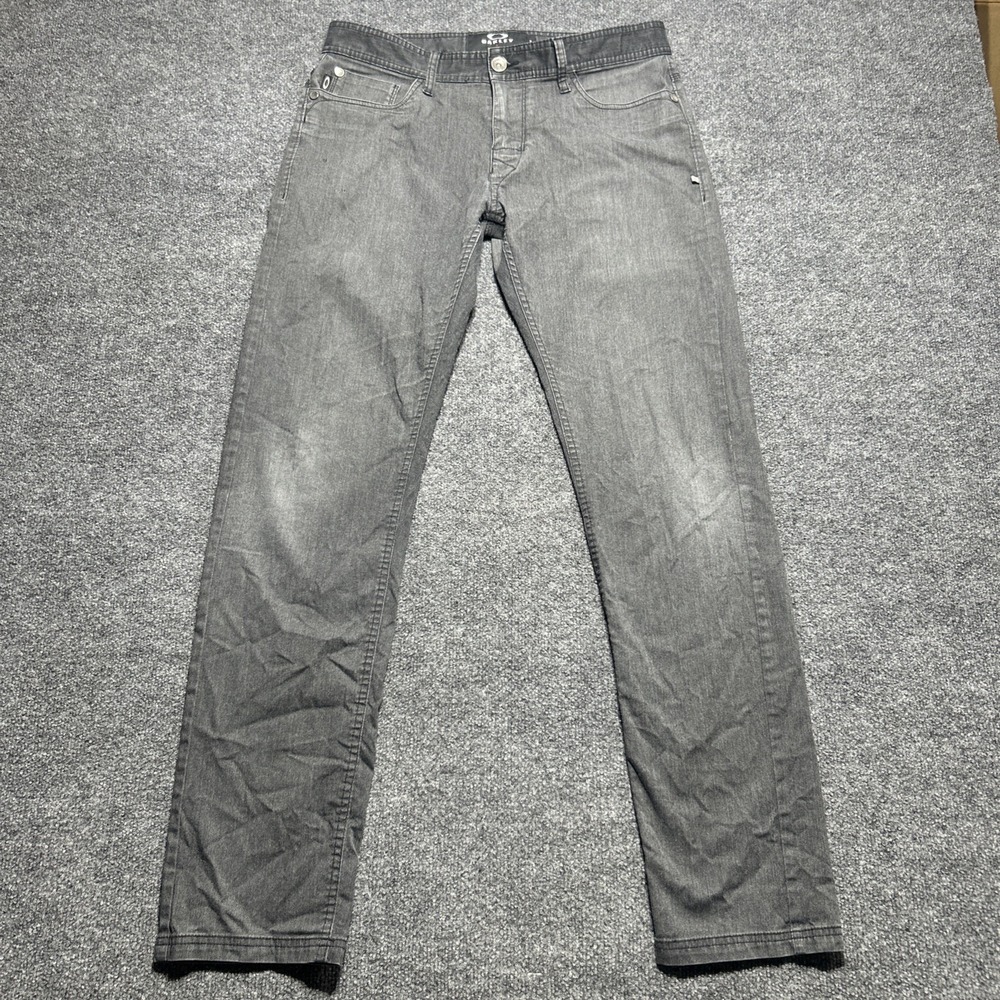 Oakley Jeans Mens 31x32 Gray Slim Fit Casual Nice Fade Flat Front Straight Leg